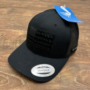Columbia PHG Game Flag Mesh Snap Back Cap Hat USA American Black NWT